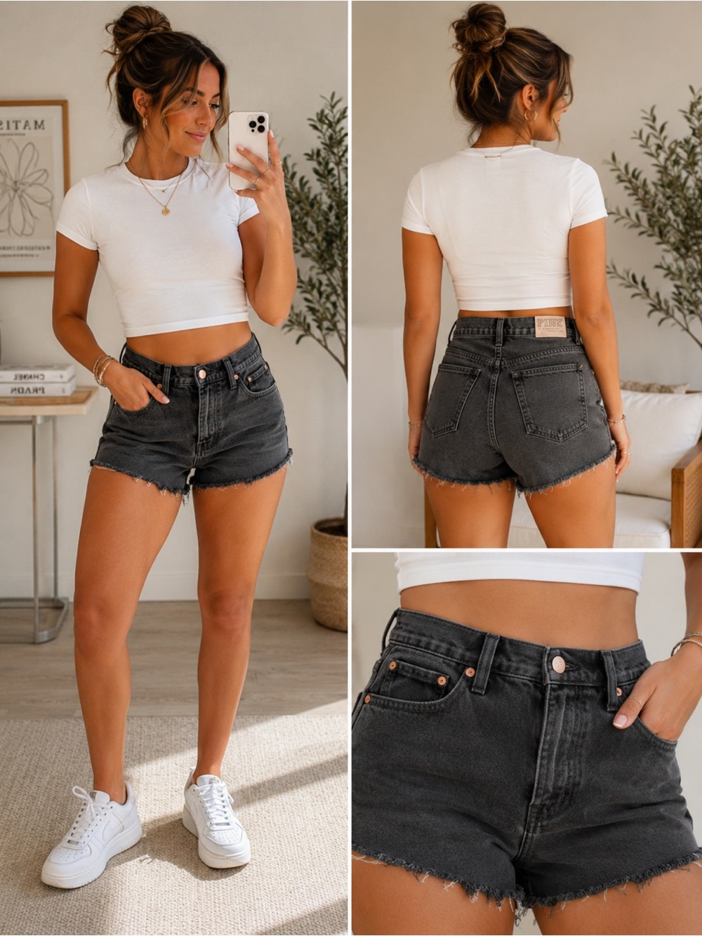 PINK Victoria’s Secret Black High Rise Cutoff Shorts – Size 25 Y2K
